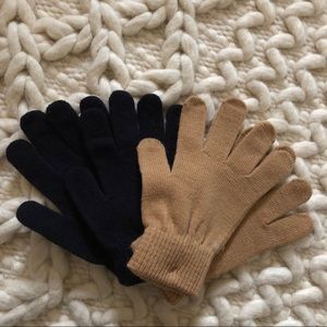 2 Pr. Stretch Knit Gloves OS 1 Black 1 Tan NWOT